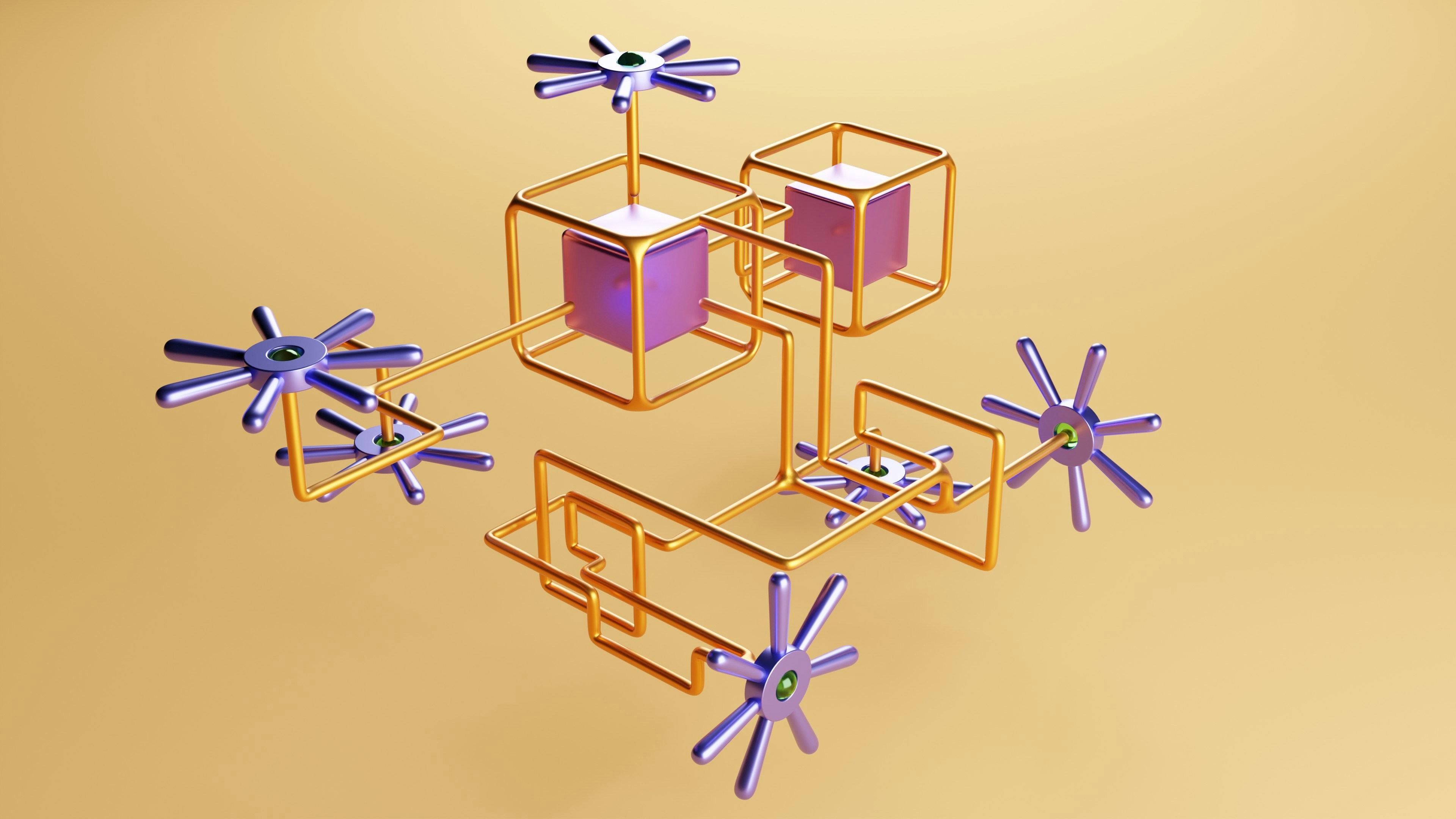 Floating boxes representing the transfer of data